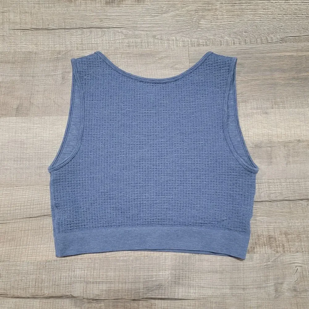 Coldwater Creek 1X/2X Sports Bra Powder Blue Nylon Waffle Knit Stretch Casual
